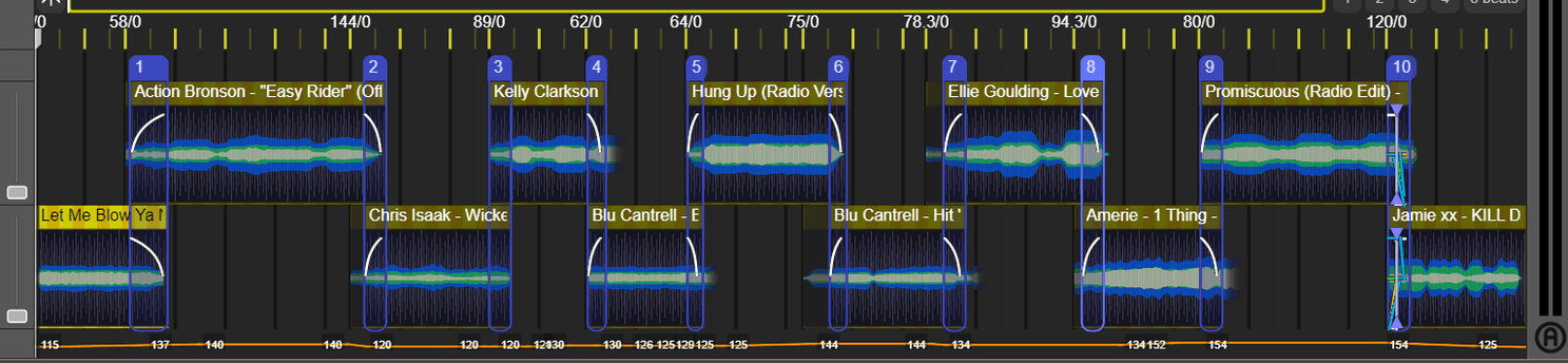 Change the order of the tracks via drag and drop