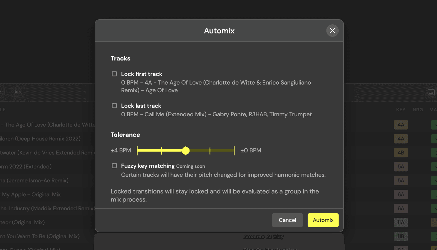 Make your Automix settings