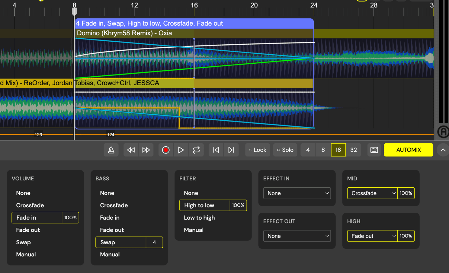 The transition shows the settings with various colored lines.